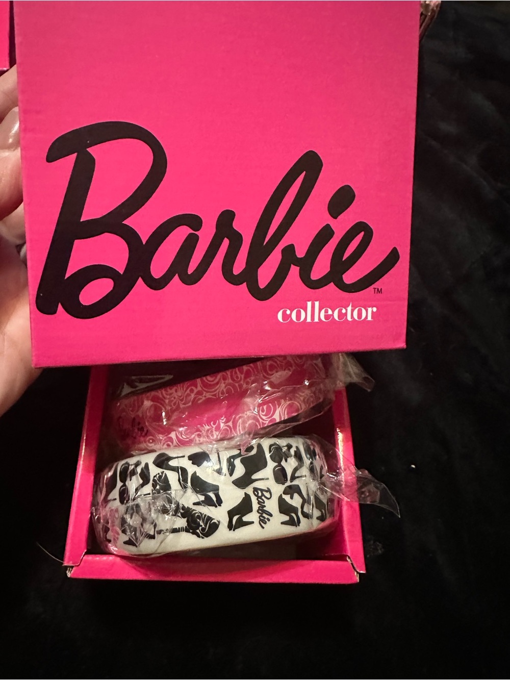 Barbie Pink and White Collector BANGLE BRACELETS Duo NEW in BOX